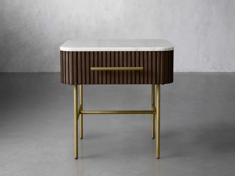 Finnley Marble Top Finish End Table with Drawer in Mocha