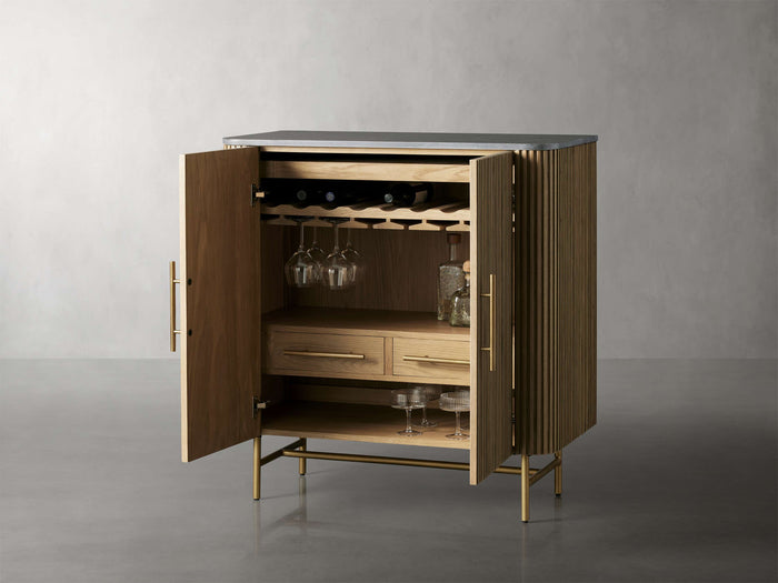 Finnley Bar Marble Top Finish Cabinet