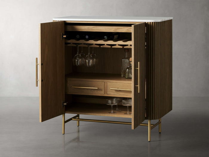 Finnley Bar Marble Top Finish Cabinet