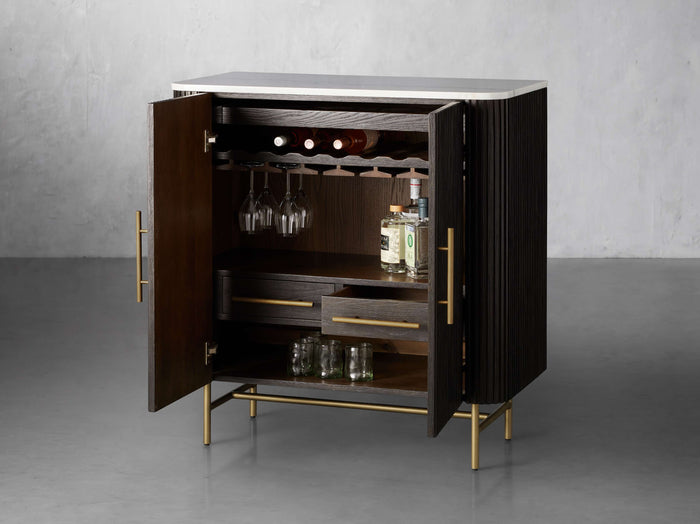 Finnley Bar Marble Top Finish Cabinet