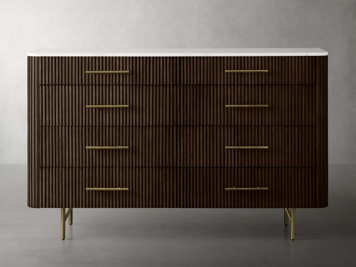 Finnley Eight-Drawer Marble Top Finish Dresser