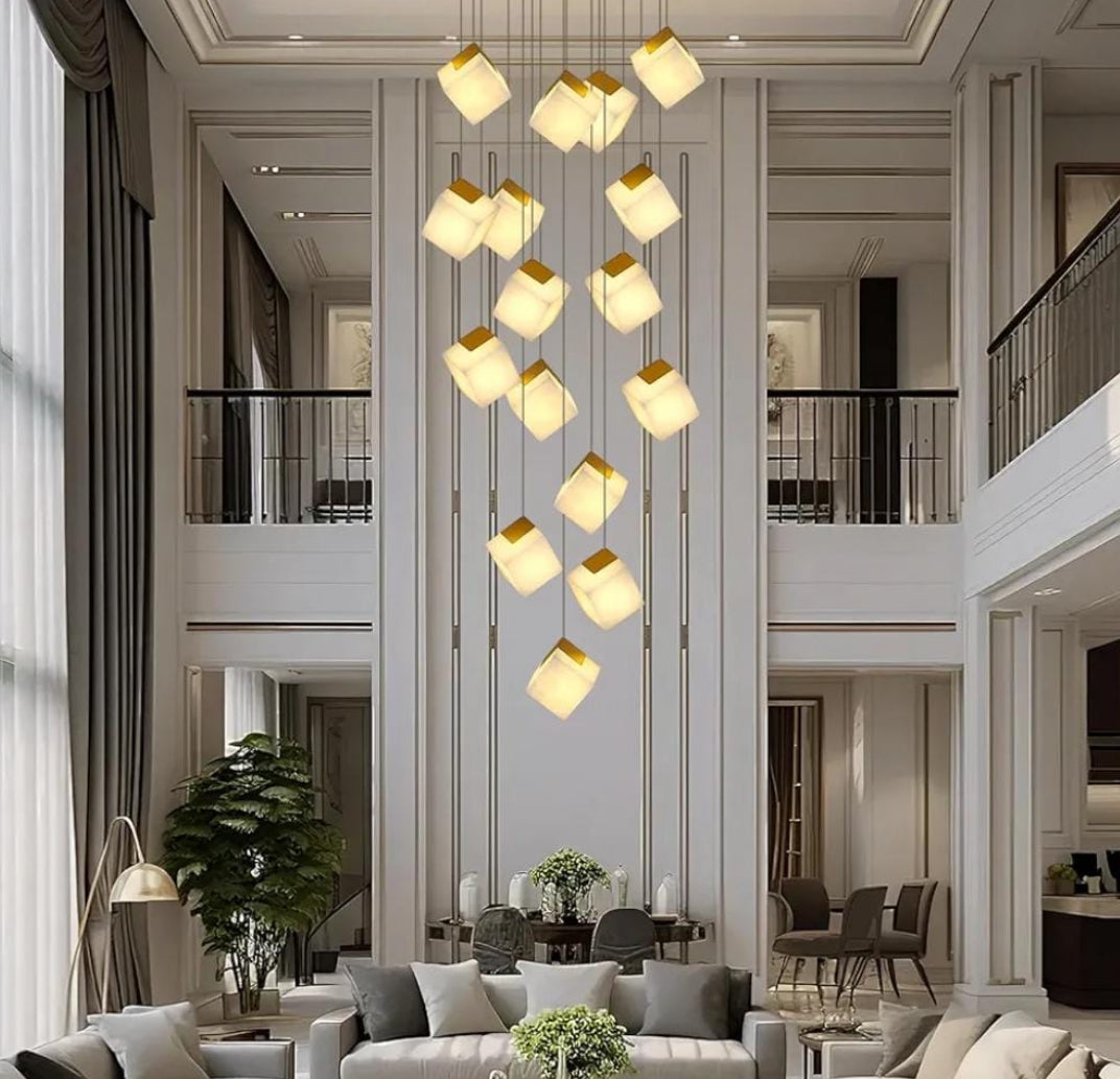 Alabaster Cubic Chandelier 5"/32-light
