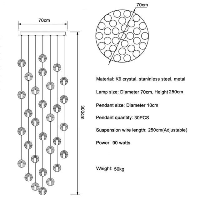 Adonis Suspension Water Drop Chandelier( 43-Light customized)
