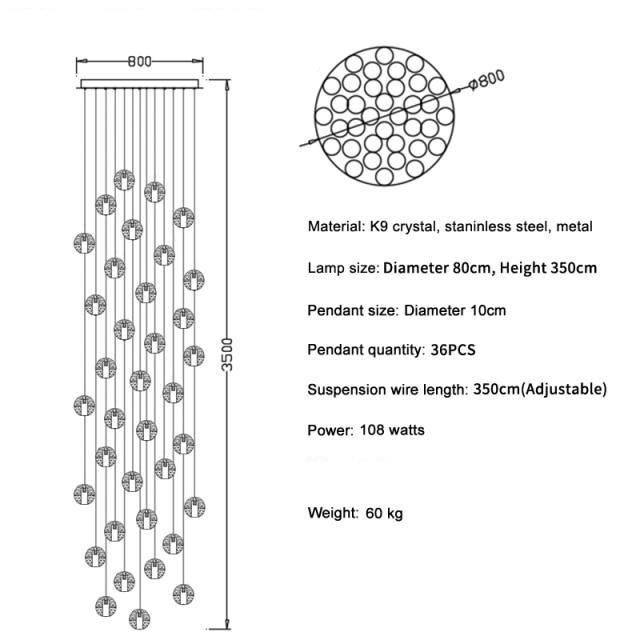 Adonis Suspension Water Drop Chandelier( 43-Light customized)