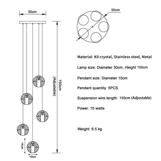 Adonis Suspension Water Drop Chandelier( 43-Light customized)