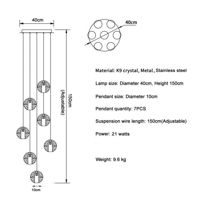 Adonis Suspension Water Drop Chandelier( 43-Light customized)