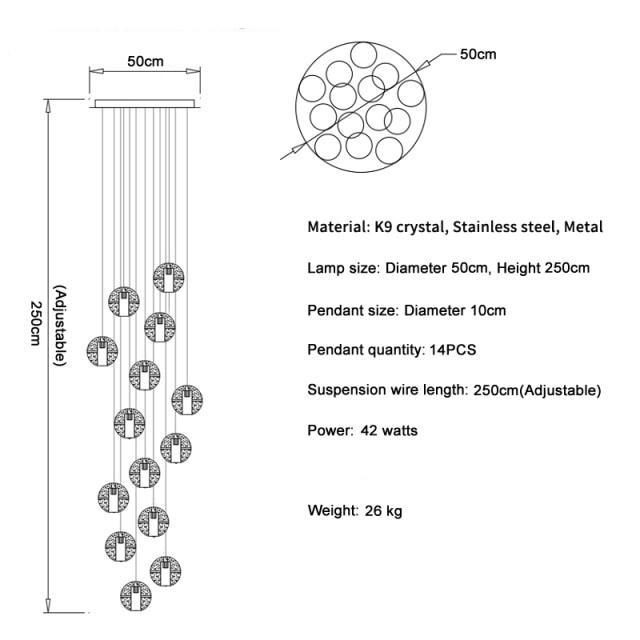Adonis Suspension Water Drop Chandelier( 43-Light customized)