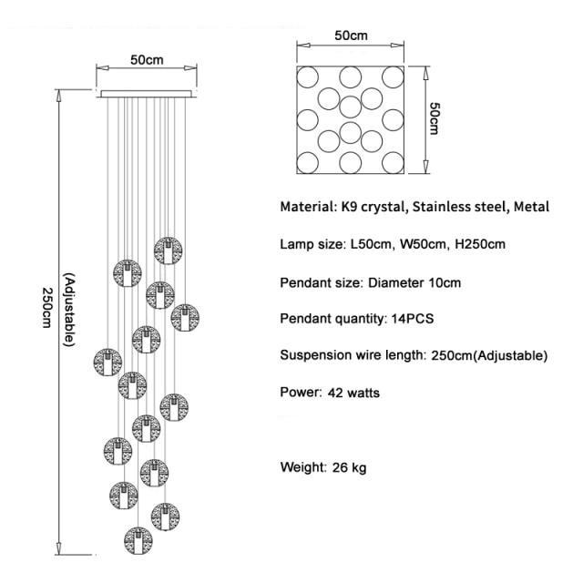 Adonis Suspension Water Drop Chandelier( 43-Light customized)
