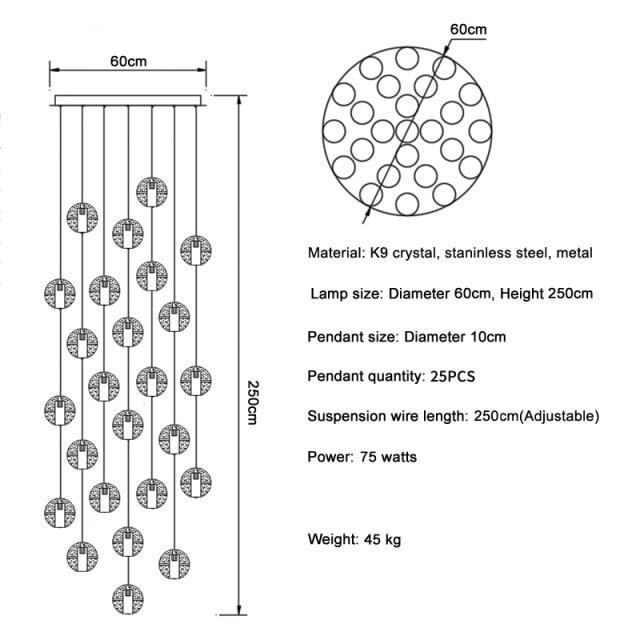Adonis Suspension Water Drop Chandelier( 43-Light customized)