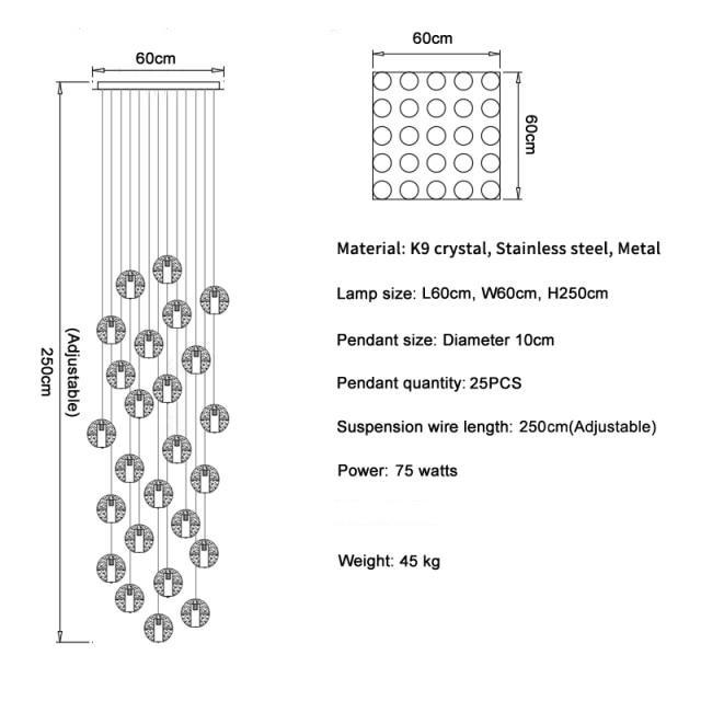 Adonis Suspension Water Drop Chandelier( 43-Light customized)