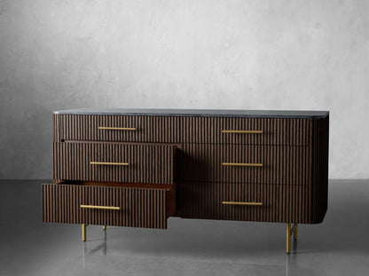 Finnley Six-Drawer Mable Top Finish Dresser