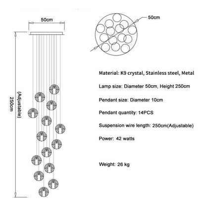 Adonis Suspension Water Drop Chandelier customized（ 48-Light 100x160）