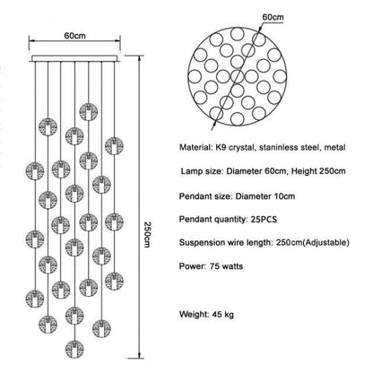 Adonis Suspension Water Drop Chandelier customized（ 48-Light 100x160）