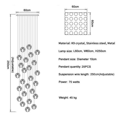 Adonis Suspension Water Drop Chandelier customized（ 48-Light 100x160）