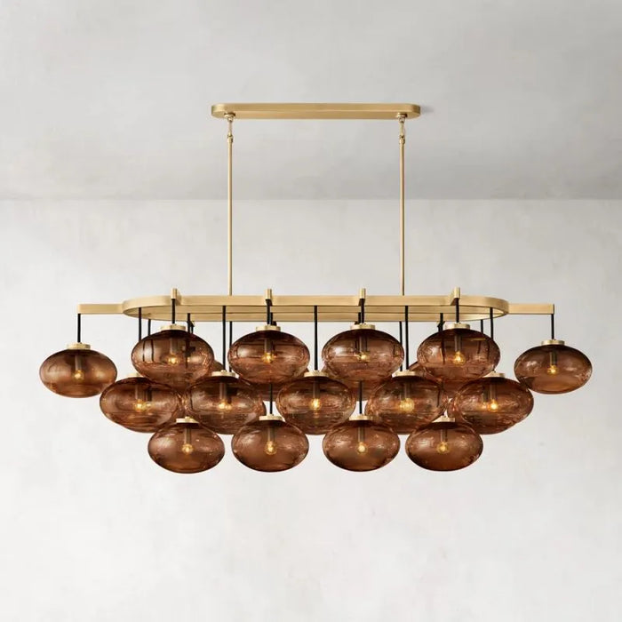 CABRETTE AMBER GLASS LINEAR CHANDELIER 72"