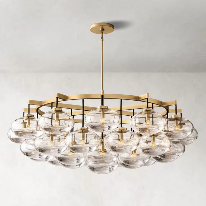 CABRETTE AMBER GLASS ROUND CHANDELIER 60"