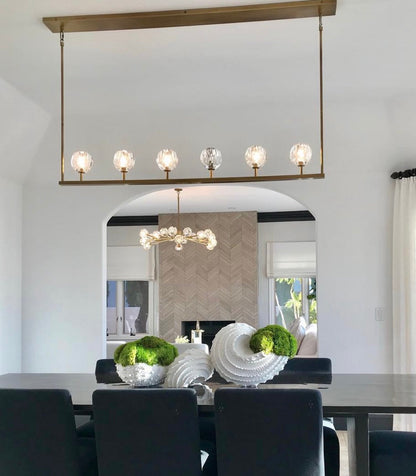 Bille De Crystal Ball Single Linear Chandelier 48” 60" Double Linear 60”