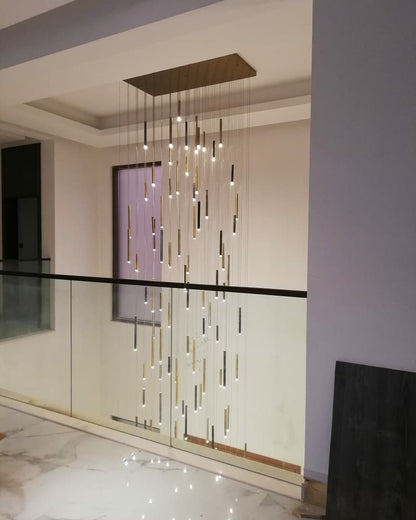 Bellini Square Tri-Tone Tubular Pendant Light Chandelier