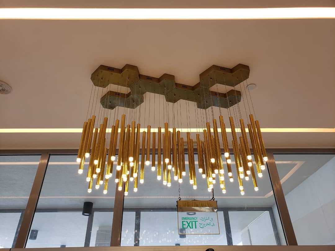 Bellini Square Tri-Tone Tubular Pendant Light Chandelier