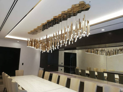 Bellini Square Tri-Tone Tubular Pendant Light Chandelier
