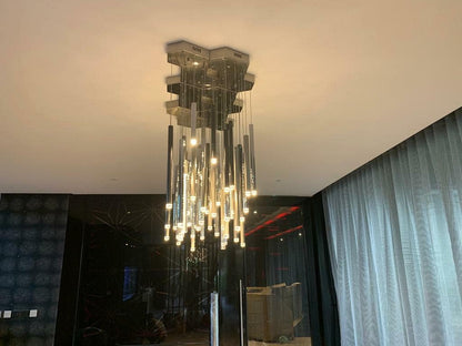 Bellini Round Two-Tone Tubular Pendant Light Chandelier