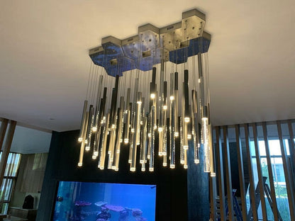 Bellini Round Two-Tone Tubular Pendant Light Chandelier
