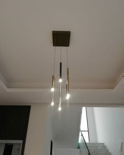 Bellini Square Tri-Tone Tubular Pendant Light Chandelier