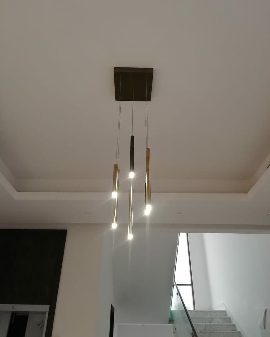 Bellini Square Tri-Tone Tubular Pendant Light Chandelier