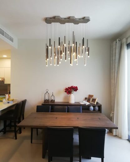 Bellini Square Tri-Tone Tubular Pendant Light Chandelier