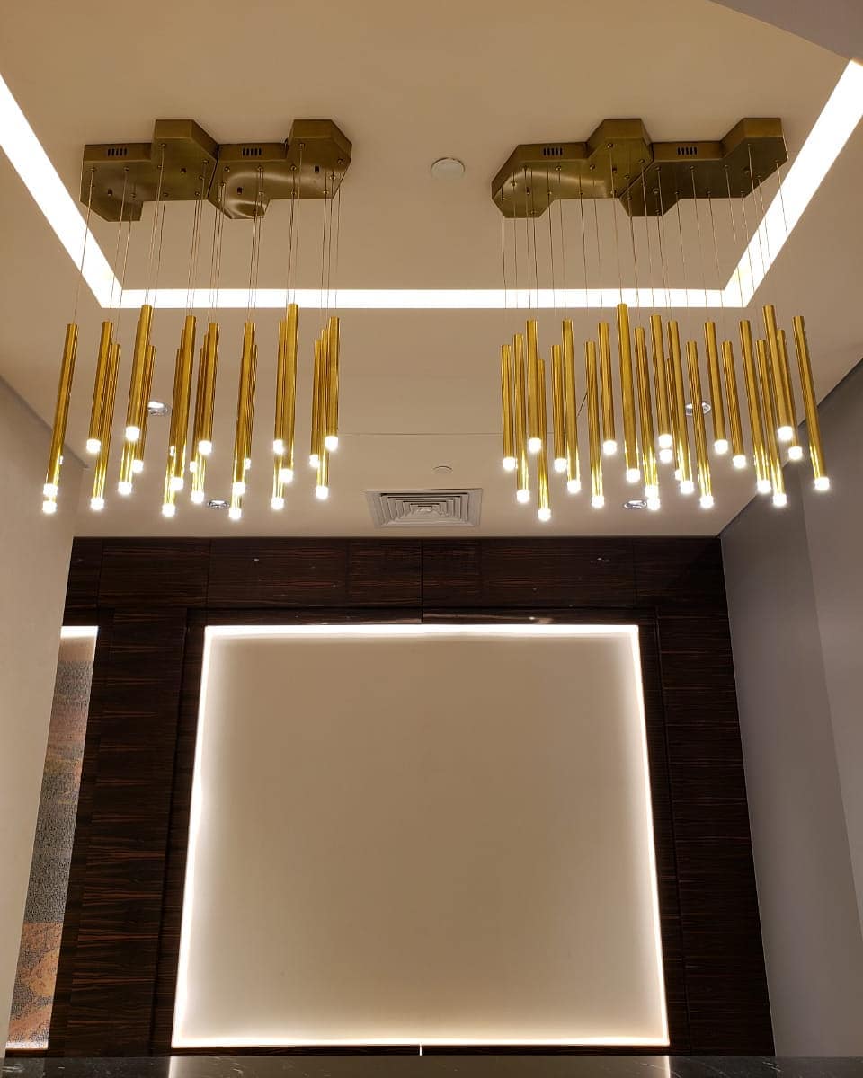 Bellini Square Tri-Tone Tubular Pendant Light Chandelier