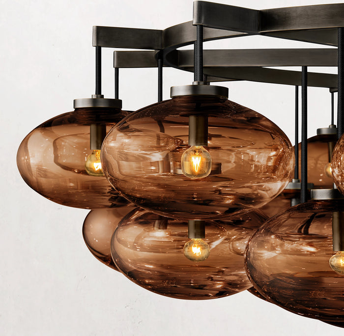 CABRETTE AMBER GLASS ROUND CHANDELIER 60"